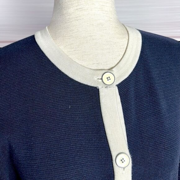 NWT Talbots Navy Blue Cotton Blend Mid
Length Button Cardigan Sweater Pockets L - Picture 6 of 13